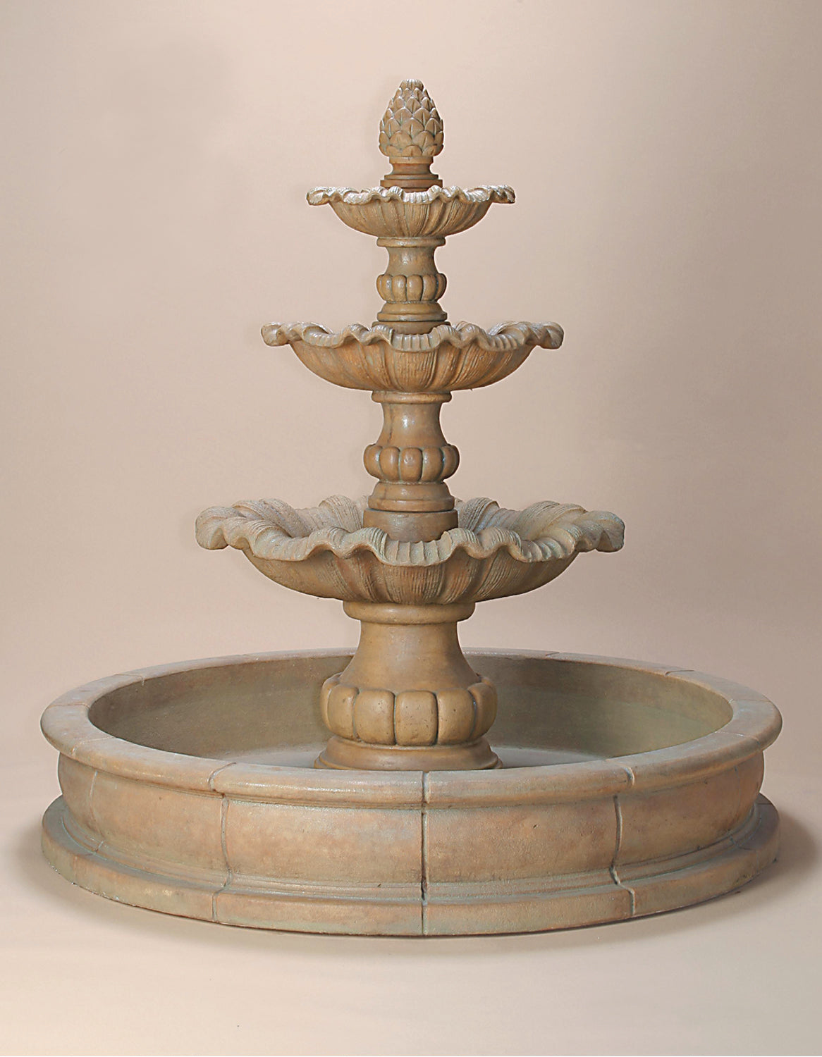 Garda Three Tier Pond Cast Stone Outdoor Garden Fountain – Renaissance Elegance with Grand Basin