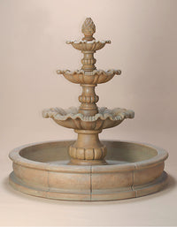 Thumbnail for Garda Three Tier Pond Cast Stone Outdoor Garden Fountain – Renaissance Elegance with Grand Basin
