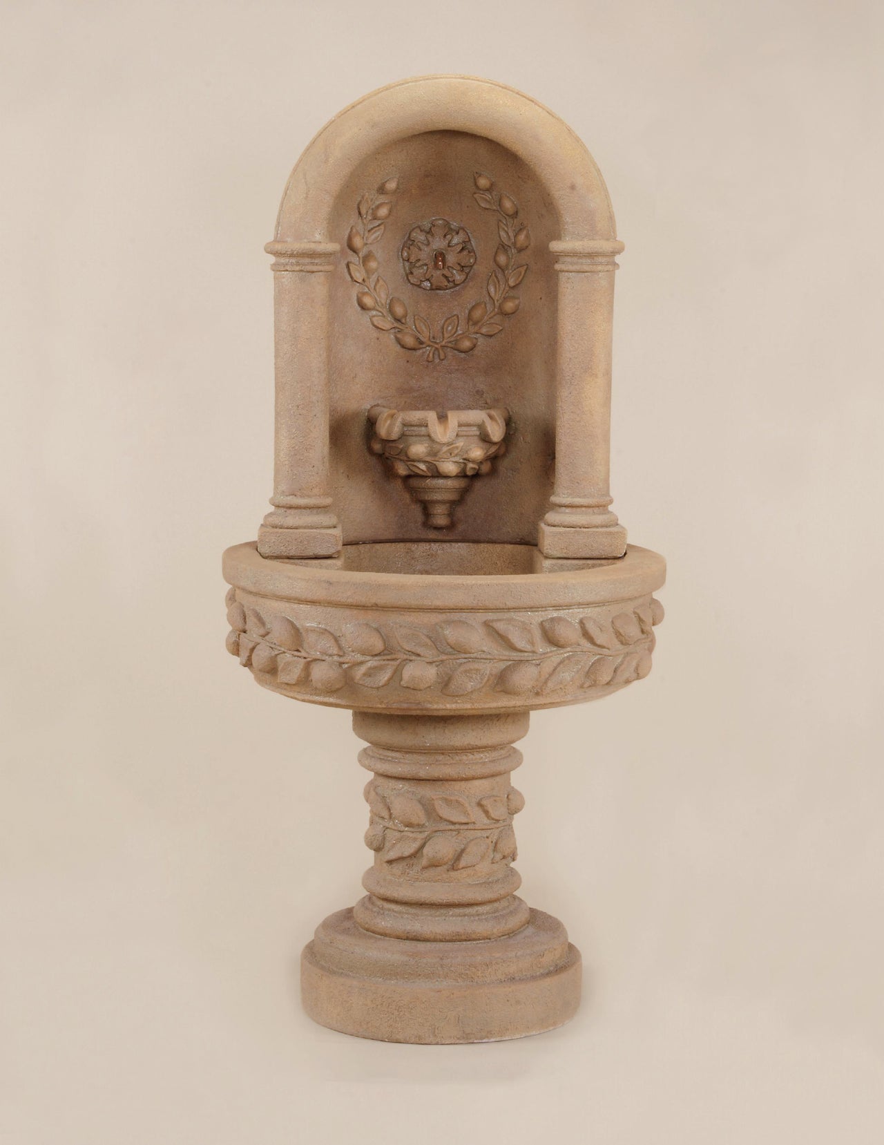 Deruta Lemon Niche Cast Stone Outdoor Fountain – Mediterranean-Inspired Wall Feature