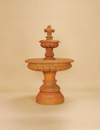 Thumbnail for Giglio Two Tier Outdoor Cast Stone Garden Fountain – Classical Elegance with Fleur de Lys Finial