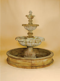 Thumbnail for Vistamar Three-Tiered Outdoor Cast Stone Garden Fountain – Grand Waterfall Elegance