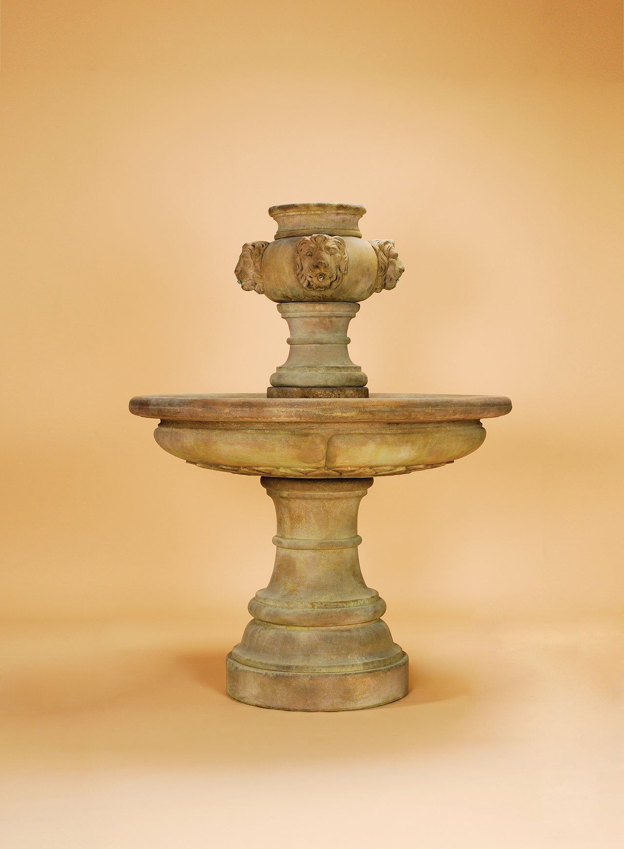 Madrid Lion Outdoor Cast Stone Garden Fountain – Classical Grandeur with Regal Lion Head Detail