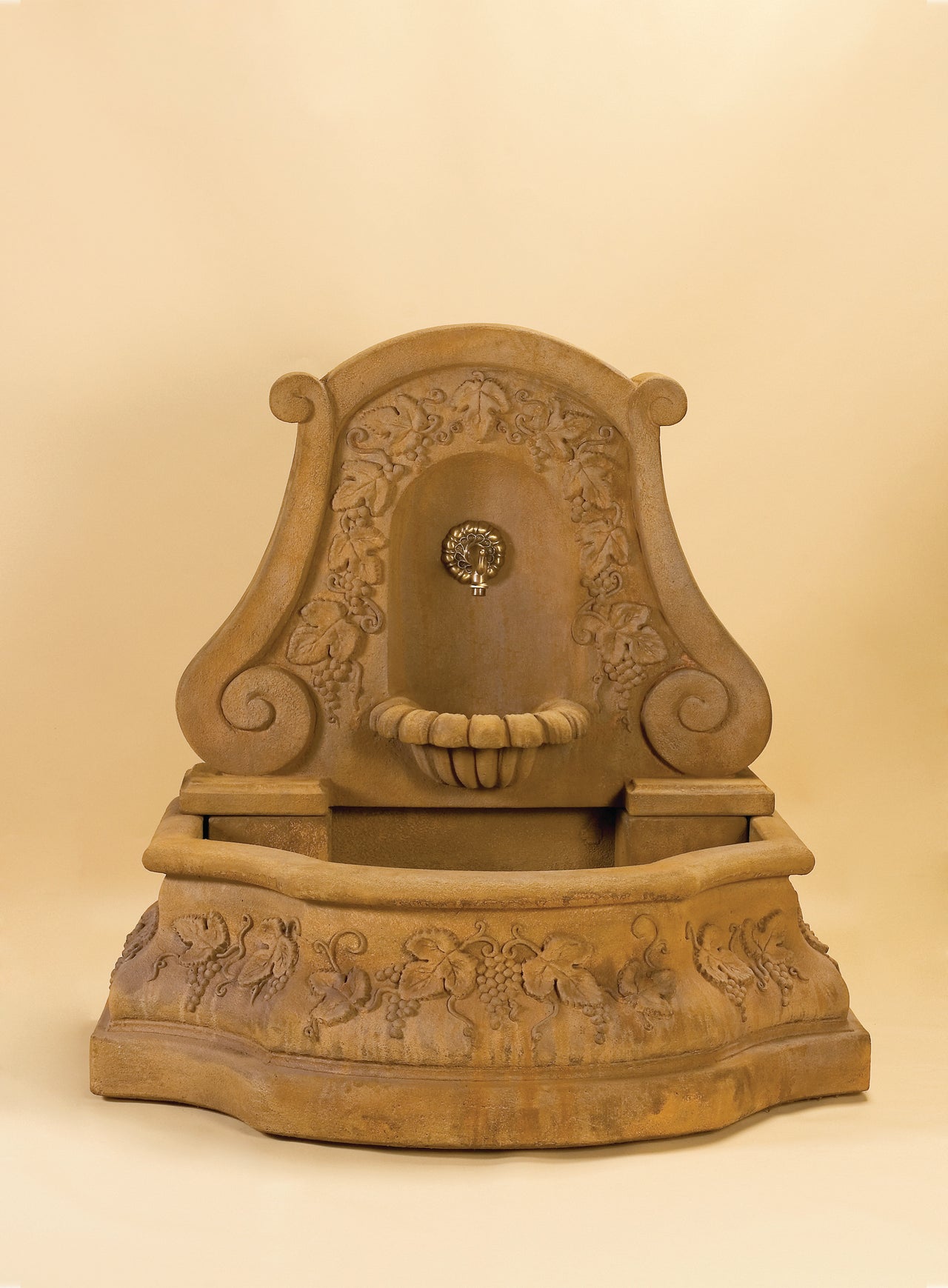 Sonoma Wall Outdoor Cast Stone Garden Fountain – Grapevine Elegance for Spout Integration