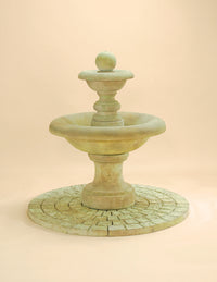 Thumbnail for Villa Santini Two-Tier Outdoor Cast Stone Fountain with Ball Finial – Compact Elegance by Giannini