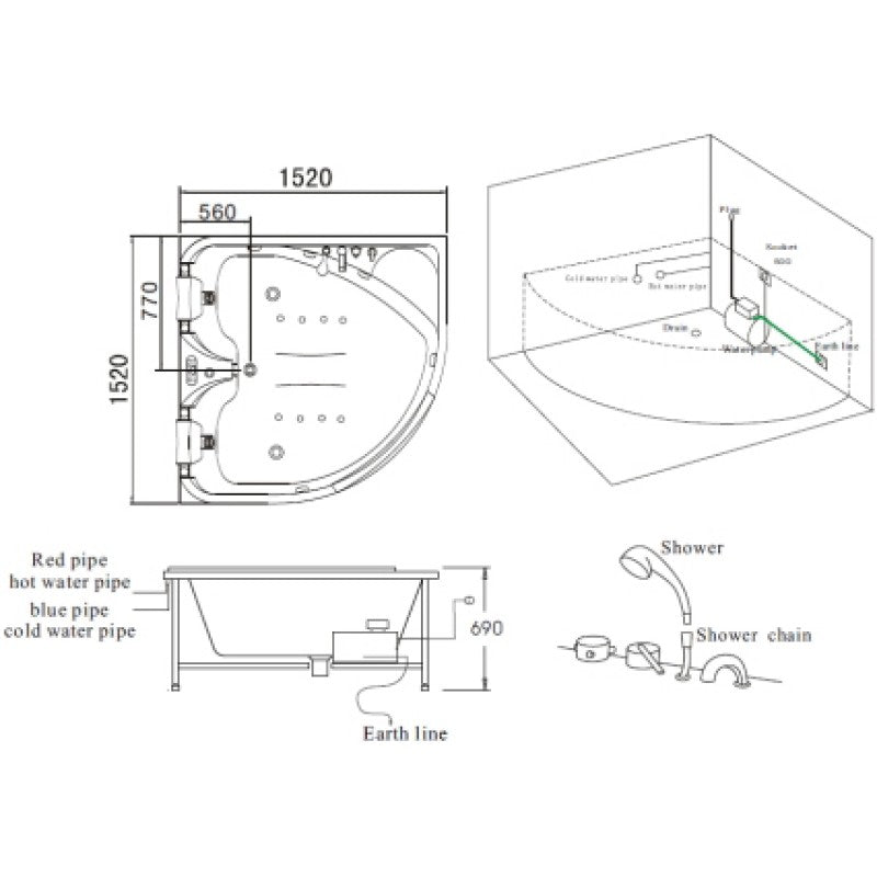 BT-150150 Corner Air/Whirlpool