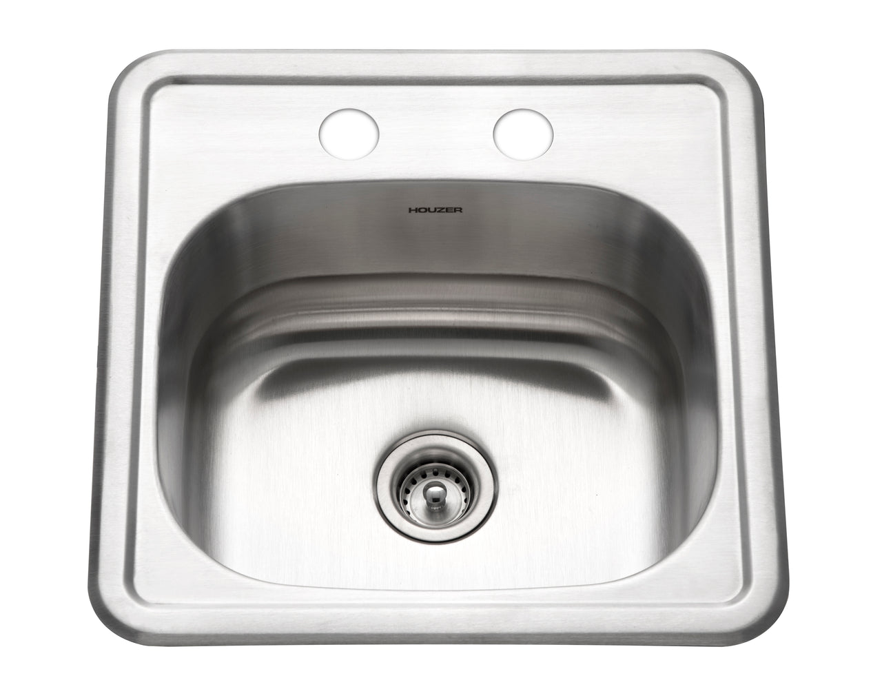 Houzer Hospitality 15 inch Stainless Steel Drop-in Topmount 2-hole Bar and Prep Sink with Strainer