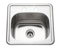 Thumbnail for Houzer Hospitality 15 inch Stainless Steel Drop-in Topmount 2-hole Bar and Prep Sink with Strainer