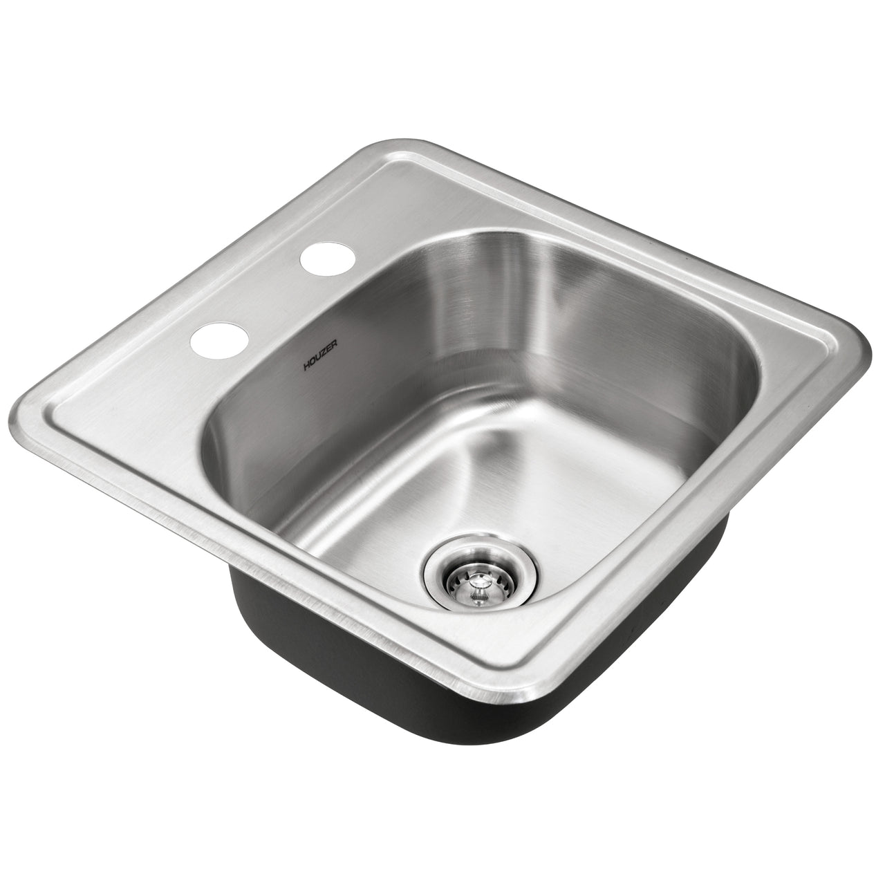 Houzer Hospitality 15 inch Stainless Steel Drop-in Topmount 2-hole Bar and Prep Sink with Strainer