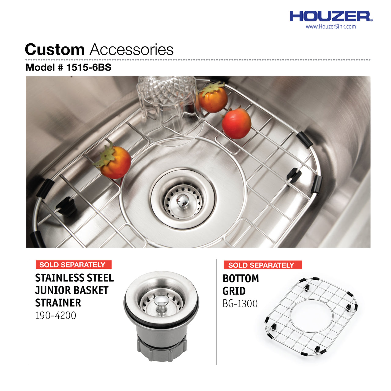 Houzer Hospitality 15 inch Stainless Steel Drop-in Topmount 2-hole Bar and Prep Sink with Strainer
