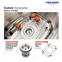 Thumbnail for Houzer Hospitality 15 inch Stainless Steel Drop-in Topmount 2-hole Bar and Prep Sink with Strainer