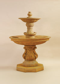 Thumbnail for Chelsea Outdoor Cast Stone Garden Fountain with Step – Elegant Dual-Ball Finial & Acanthus Detailing