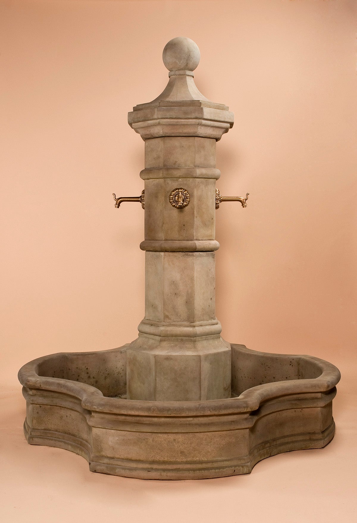 Octavia Outdoor Concrete Column – Plumbed for Pond with Choice of Spouts