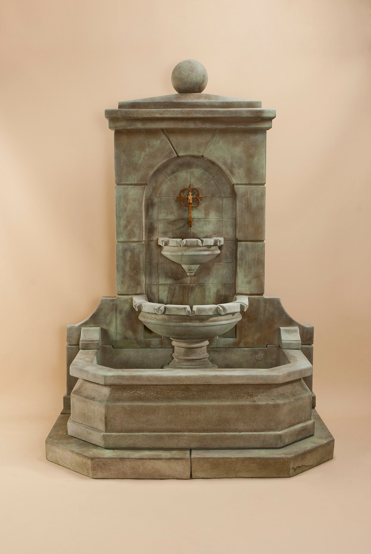 Acquitaine Wall Outdoor Cast Stone Garden Fountain for Spout – Elegant Old-World Charm with a Distinctive Curve