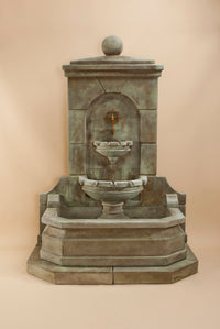 Thumbnail for Acquitaine Wall Outdoor Cast Stone Garden Fountain for Spout – Elegant Old-World Charm with a Distinctive Curve