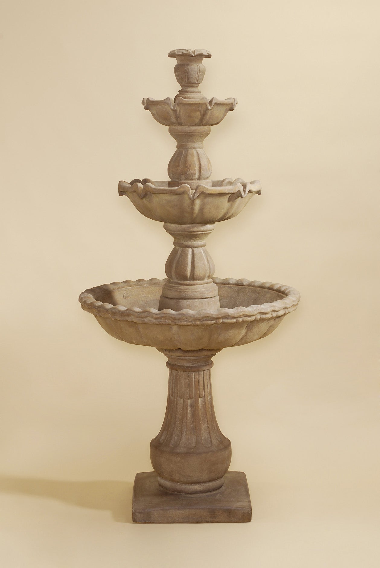 Gaetana Three Tier Outdoor Cast Stone Garden Fountain – Elegant Courtyard Centerpiece