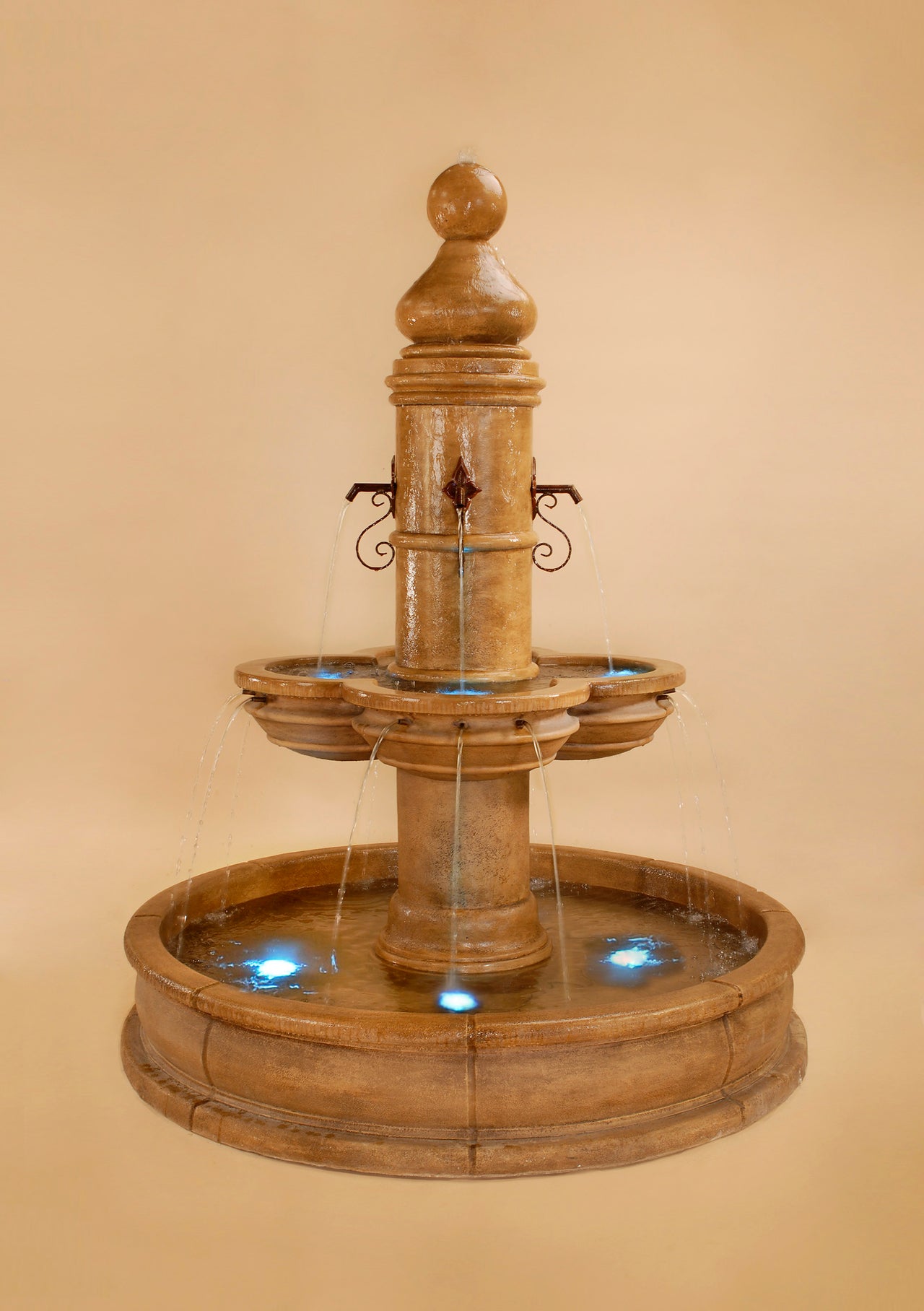 Beaumont Pond Outdoor Cast Stone Garden Fountain with Four Spouts
