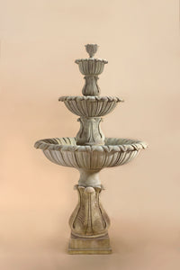 Thumbnail for Calanthia Three-Tier Outdoor Cast Stone Garden Fountain – Acanthus Elegance in Motion