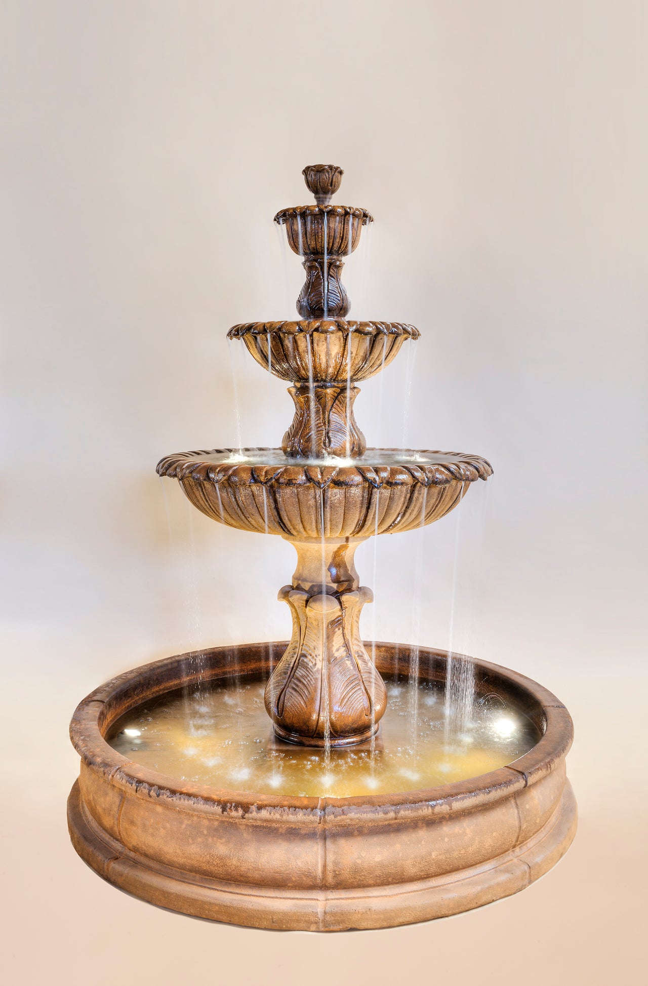 Calanthia Three-Tier Pond Outdoor Cast Stone Garden Fountain – Grand Elegance with Timeless Appeal