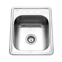 Thumbnail for Houzer Hospitality 17 inch Stainless Steel Drop-in Topmount 7 inch Deep 3-hole Large Bar and Prep Sink