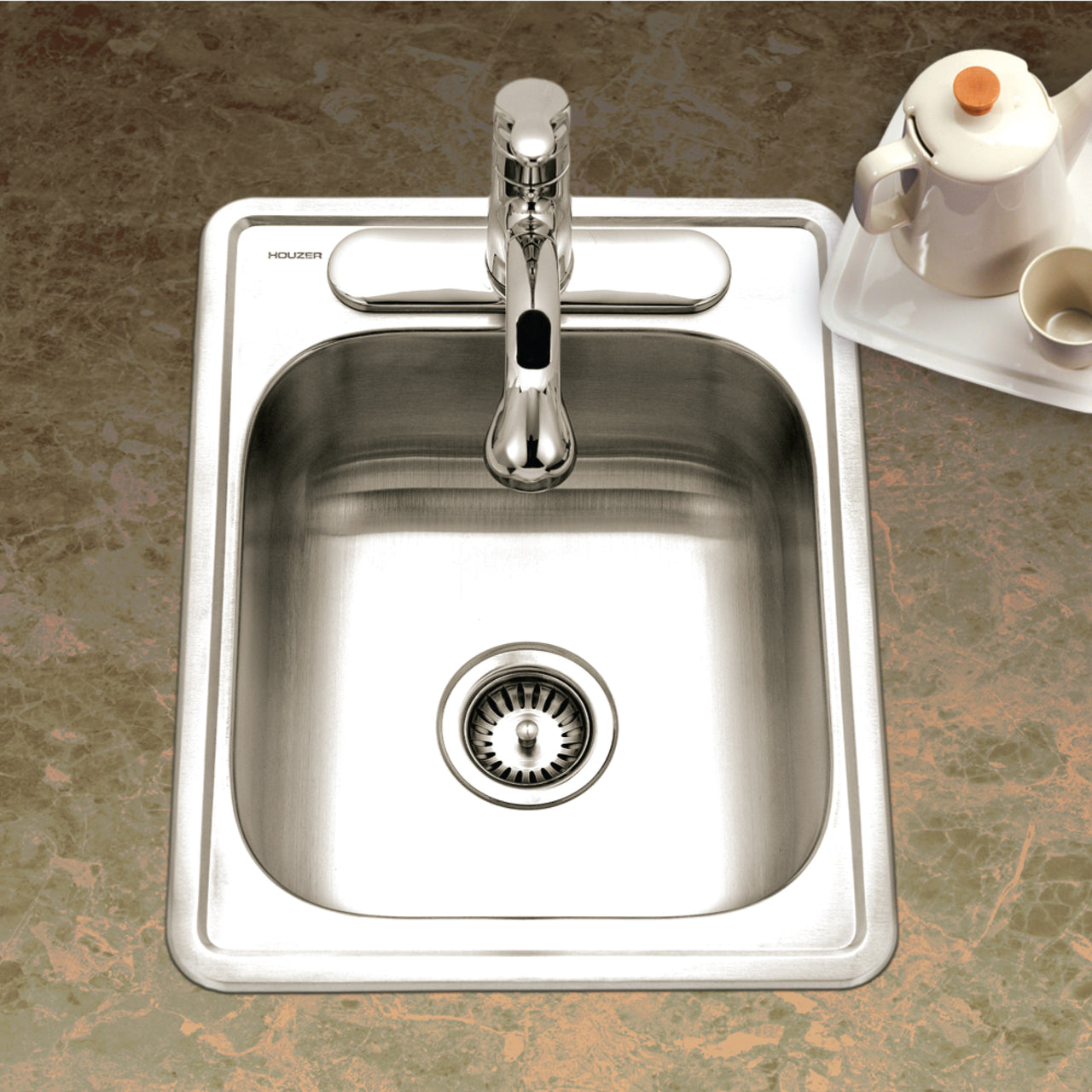 Houzer Hospitality 17 inch Stainless Steel Drop-in Topmount 7 inch Deep 3-hole Large Bar and Prep Sink