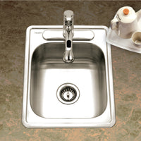 Thumbnail for Houzer Hospitality 17 inch Stainless Steel Drop-in Topmount 7 inch Deep 3-hole Large Bar and Prep Sink