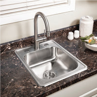 Thumbnail for Houzer Hospitality 17 inch Stainless Steel Drop-in Topmount 7 inch Deep 3-hole Large Bar and Prep Sink