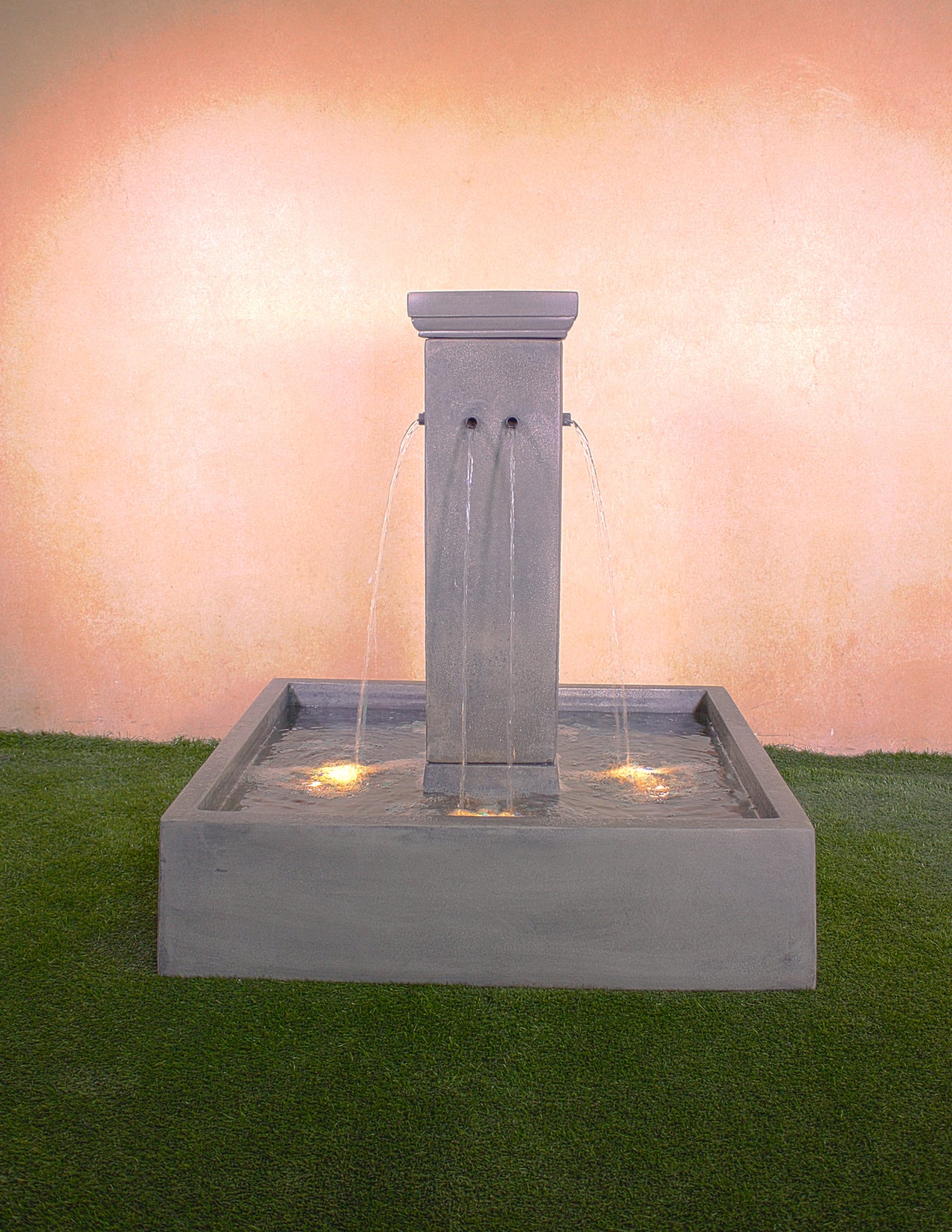 Quadrum Courtyard Outdoor Fountain – Four-Spout Cast Stone Centerpiece