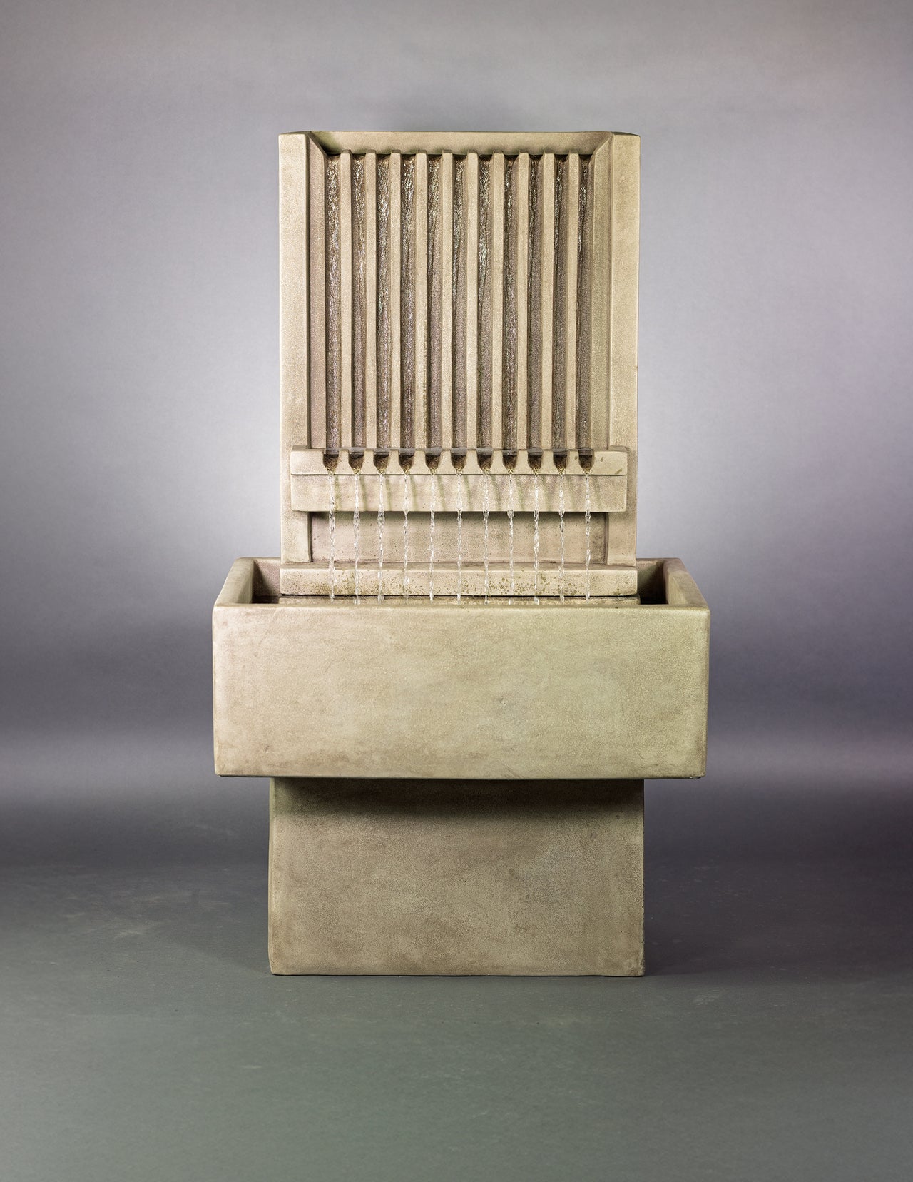 Brentwood Channel Wall Fountain – Tall Outdoor Cast Stone Water Feature
