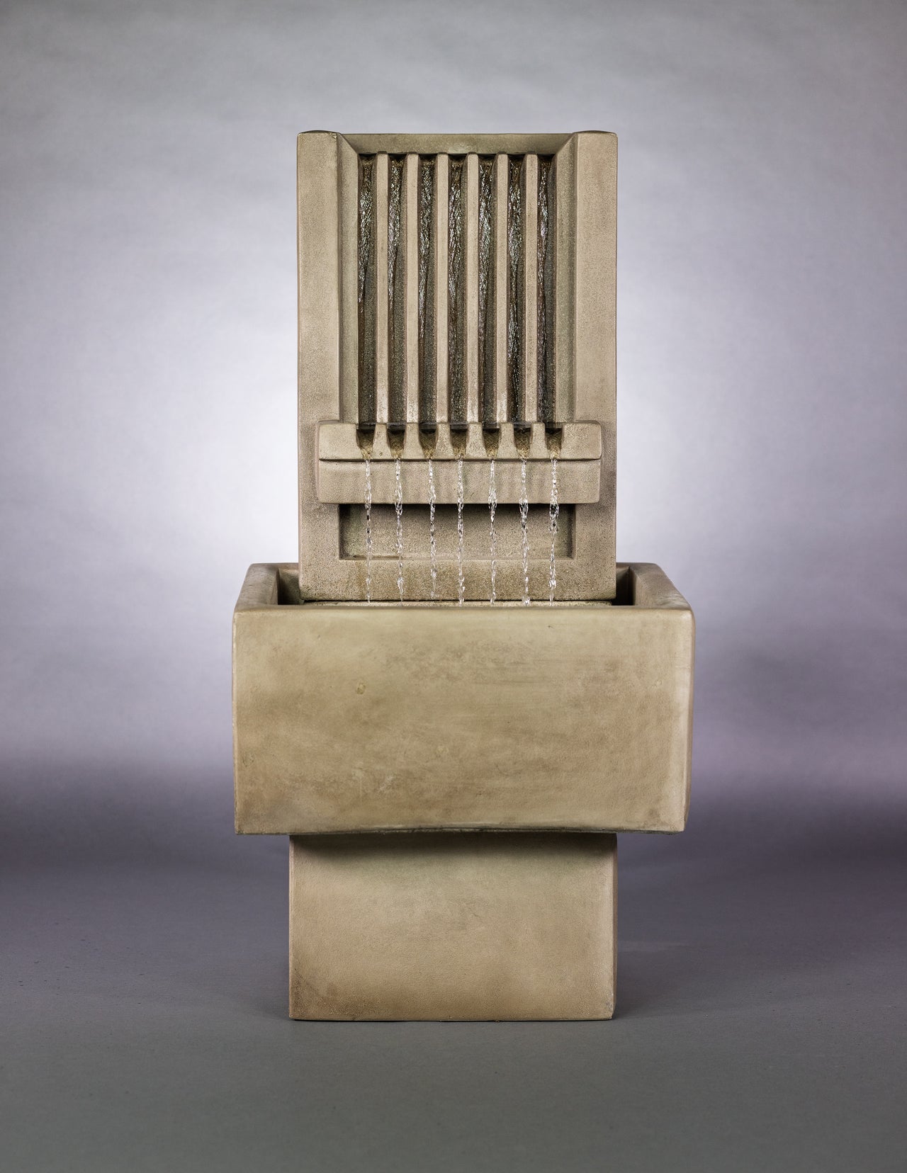 Brentwood Channel Wall Fountain – Modern Outdoor Water Feature in Cast Stone