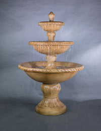 Thumbnail for Tall Cast Stone Outdoor Fountain with Tiered Bowls and Brownstone Finish