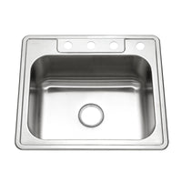 Thumbnail for Houzer Glowtone 25 inch Stainless Steel Drop-in Topmount Single Bowl Deep Kitchen Sink