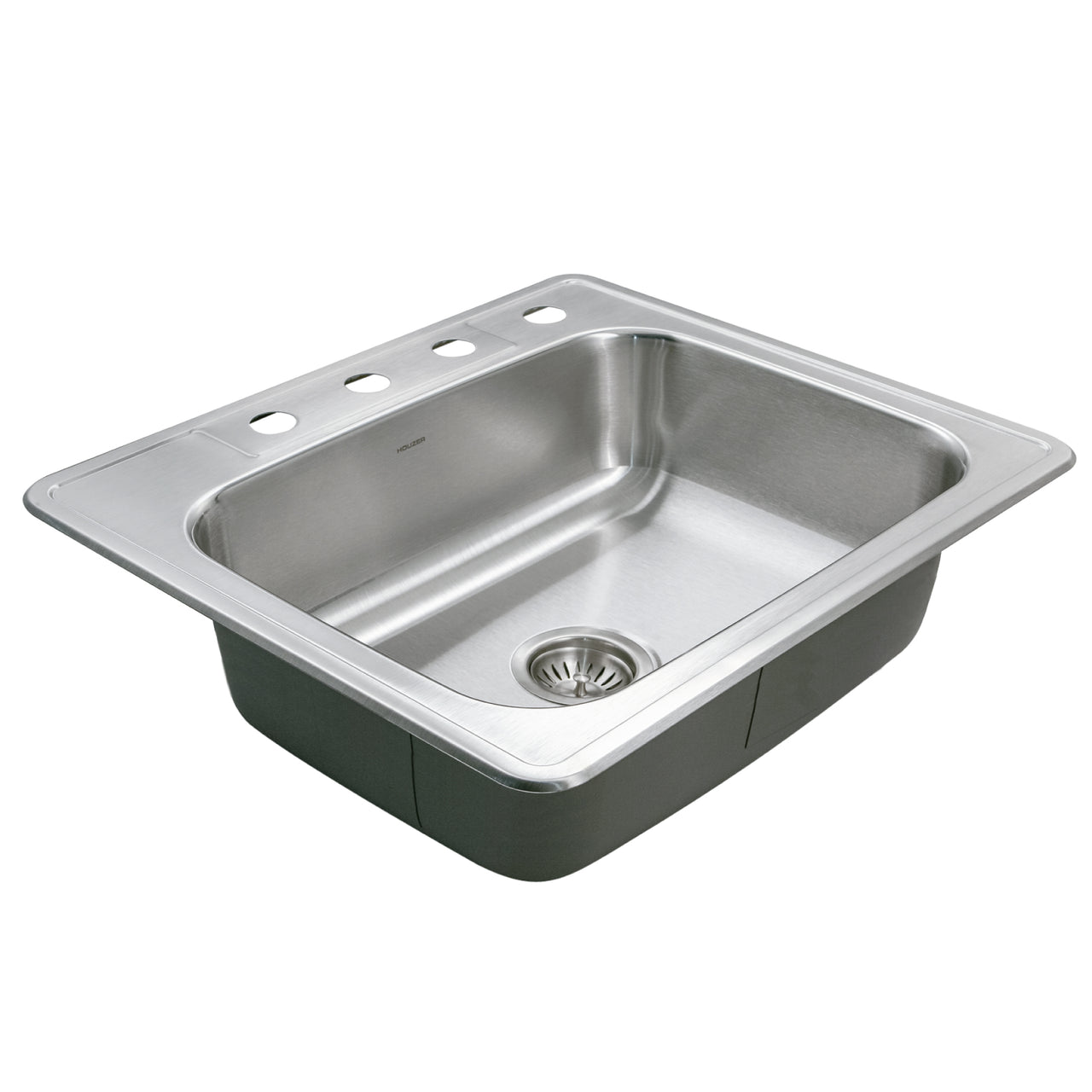 Houzer Glowtone 25 inch Stainless Steel Drop-in Topmount Single Bowl Deep Kitchen Sink