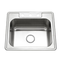 Thumbnail for Houzer Glowtone 25 inch Stainless Steel Drop-in Topmount Single Bowl Deep Kitchen Sink