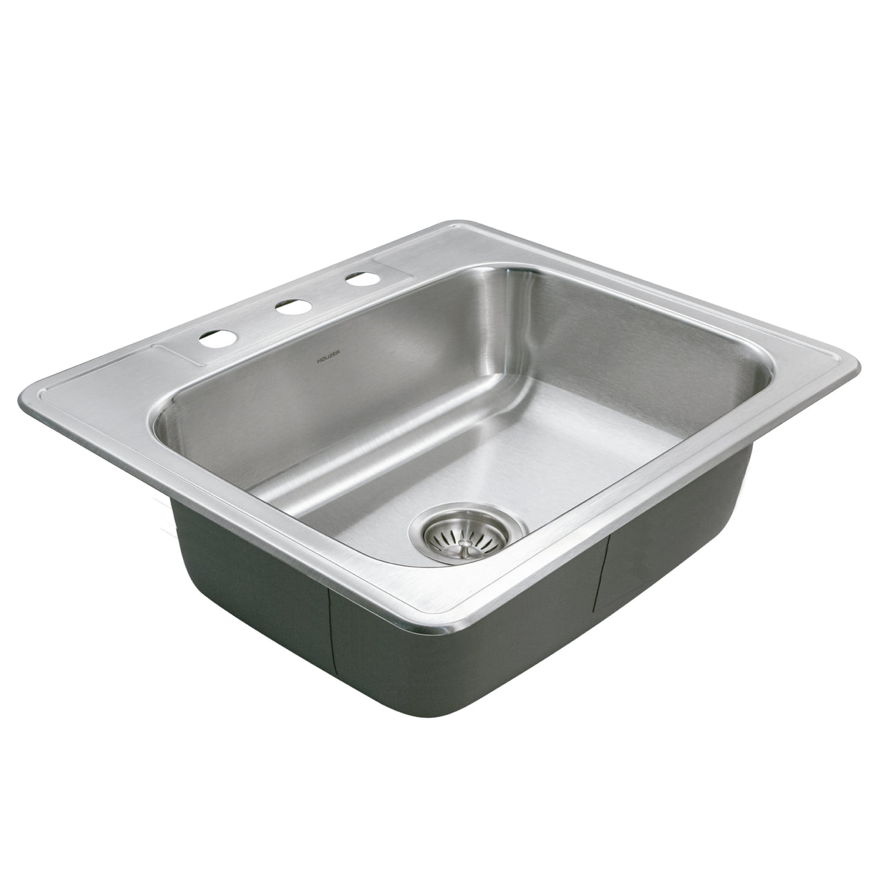 Houzer Glowtone 25 inch Stainless Steel Drop-in Topmount Single Bowl Deep Kitchen Sink