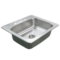 Thumbnail for Houzer Glowtone 25 inch Stainless Steel Drop-in Topmount Single Bowl Deep Kitchen Sink