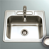 Thumbnail for Houzer Glowtone 25 inch Stainless Steel Drop-in Topmount Single Bowl Deep Kitchen Sink