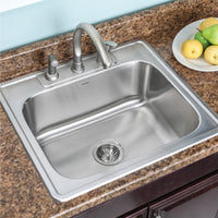 Thumbnail for Houzer Glowtone 25 inch Stainless Steel Drop-in Topmount Single Bowl Deep Kitchen Sink