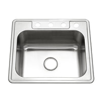 Thumbnail for Houzer Glowtone 25 inch Stainless Steel Drop-in Topmount Single Bowl Deep Kitchen Sink