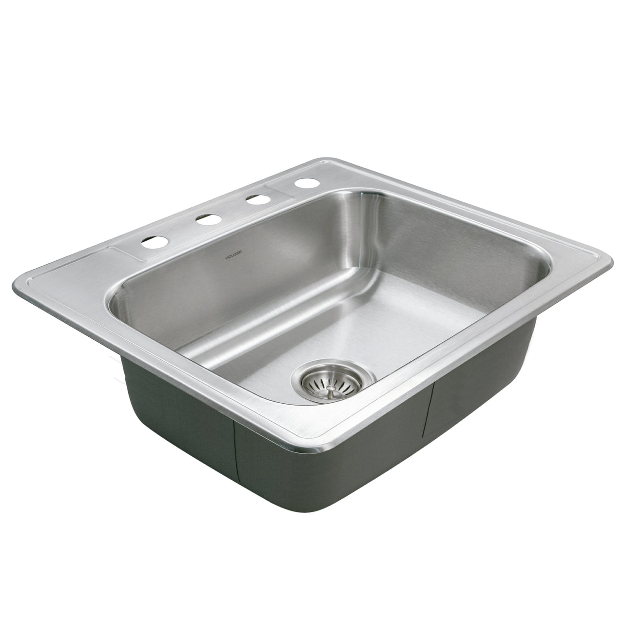 Houzer Glowtone 25 inch Stainless Steel Drop-in Topmount Single Bowl Deep Kitchen Sink