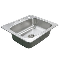 Thumbnail for Houzer Glowtone 25 inch Stainless Steel Drop-in Topmount Single Bowl Deep Kitchen Sink