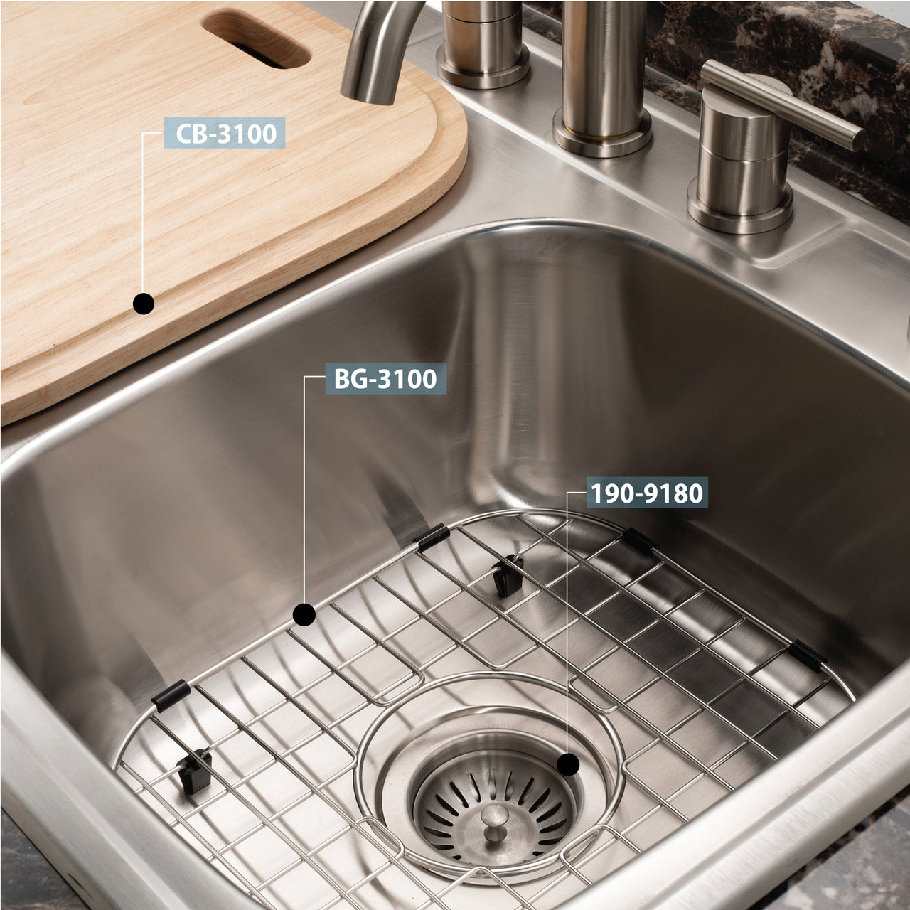 Houzer Glowtone 33" Stainless Steel Drop-in Topmount 50/50 Double Bowl Deep Kitchen Sink