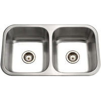 Thumbnail for Houzer Elite 31 inch Stainless Steel Undermount 50/50 Double Bowl Kitchen Sink, Nested 20-Pack