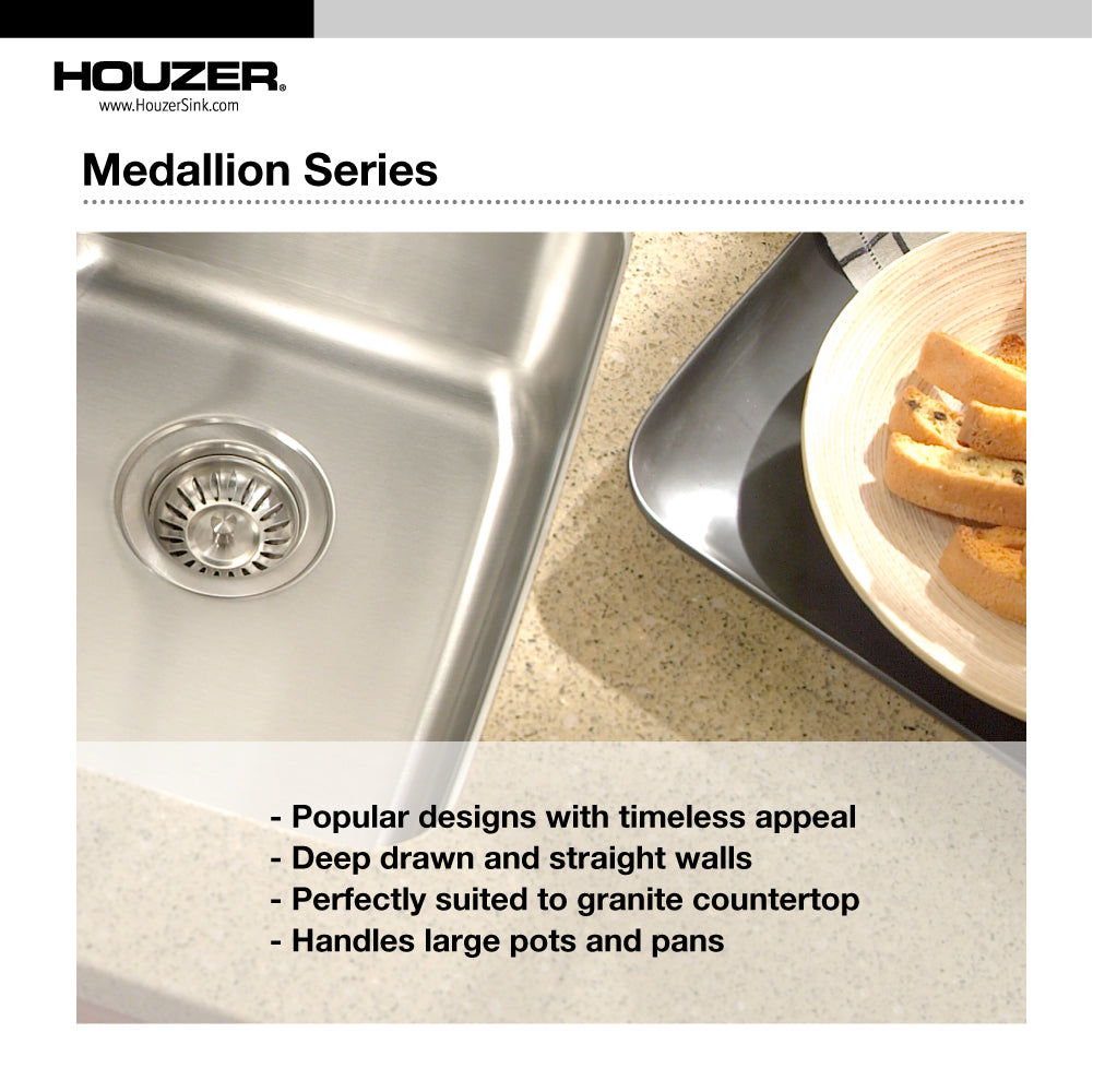 Houzer Medallion Gourmet 31 inch Stainless Steel Undermount 50/50 Double Bowl Kitchen Sink, Nested 20-Pack
