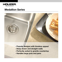 Thumbnail for Houzer Medallion Gourmet 31 inch Stainless Steel Undermount 50/50 Double Bowl Kitchen Sink, Nested 20-Pack