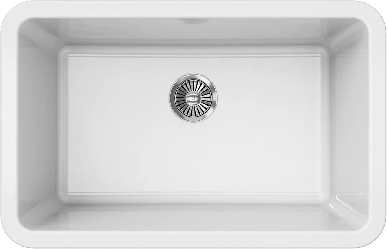 LaToscana 30" Single Bowl Drop-in/Undermount Fireclay Kitchen Sink in White