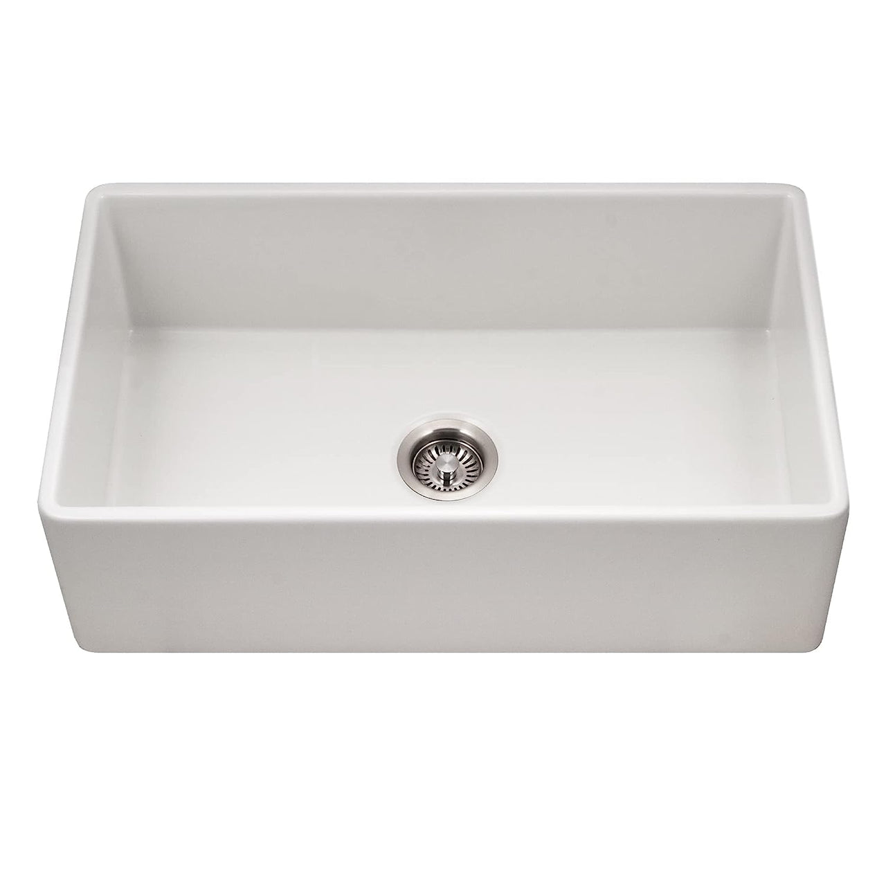Houzer Platus 33 inch White Fireclay Apron Front Farmhouse Single Bowl Kitchen Sink