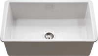 Thumbnail for Houzer Platus White Fireclay Undermount Single Bowl Kitchen Sink
