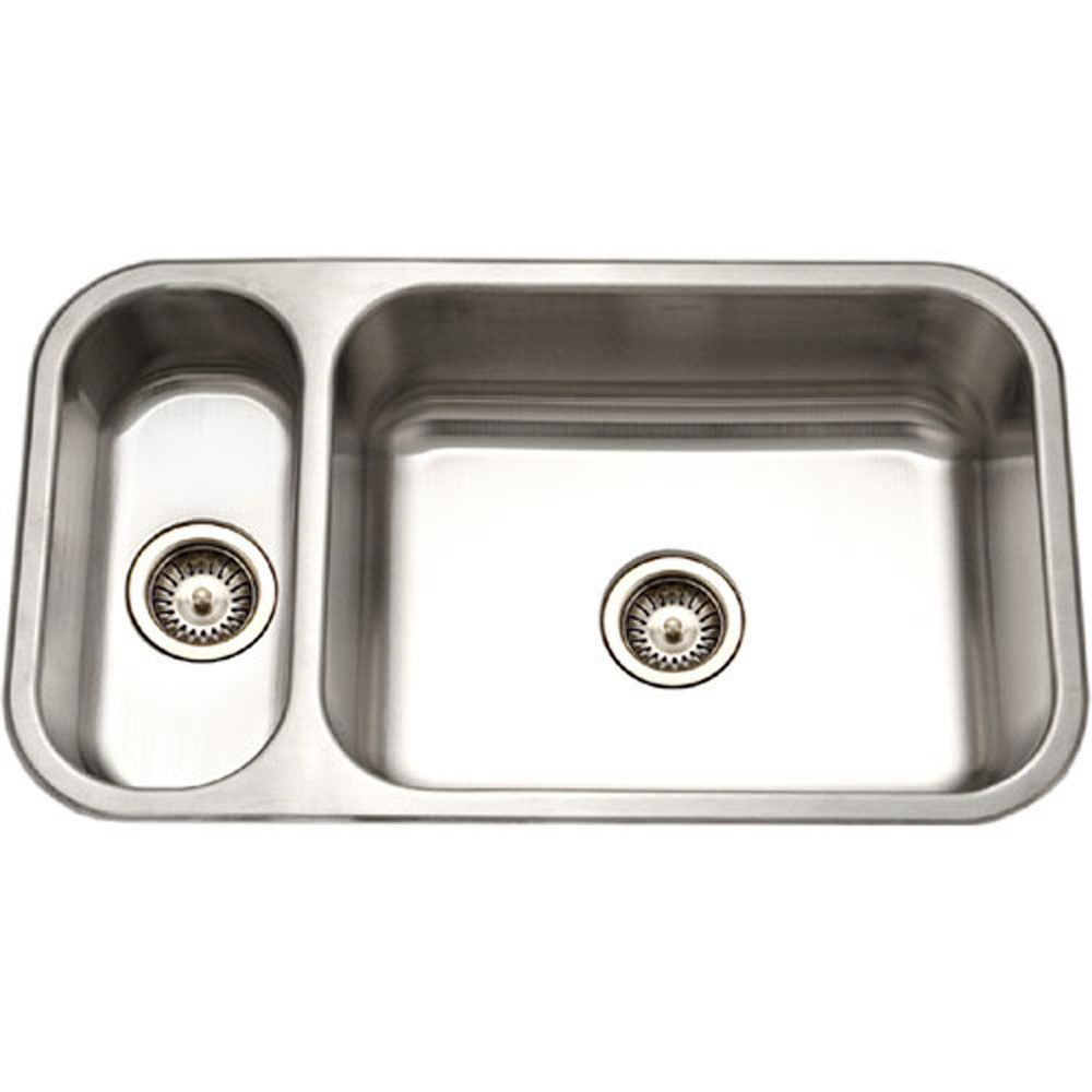 Houzer Elite 31 inch Stainless Steel Undermount 80/20 Small Left Double Bowl Kitchen Sink, Nested 20-Pack