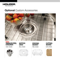 Thumbnail for Houzer Medallion Classic 23 inch Stainless Steel Undermount Single Bowl Kitchen Sink with Strainer& Grid
