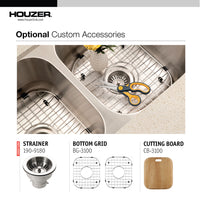 Thumbnail for Houzer Elite 31 inch Stainless Steel Undermount 50/50 Double Bowl Kitchen Sink, Nested 20-Pack